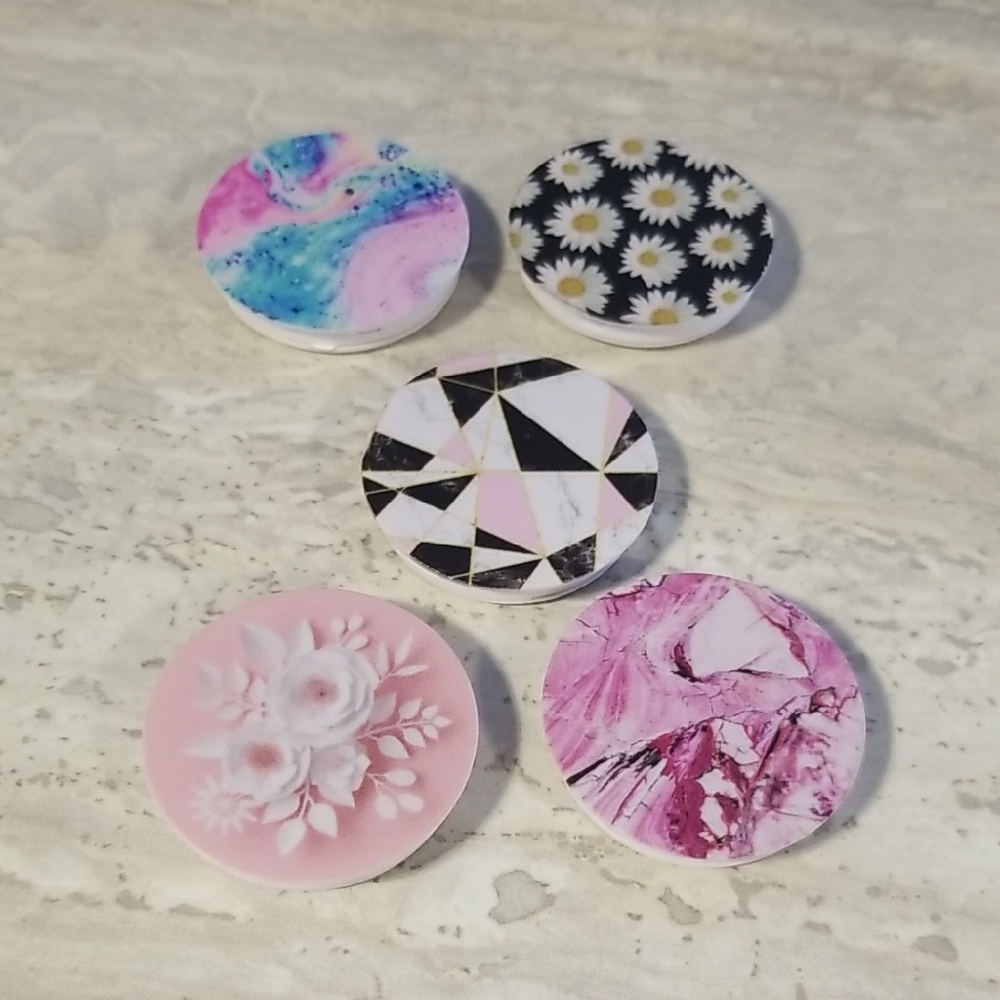Assorted Decorative Cell Phone PopSockets - Floral, Marble & Geometric Designs